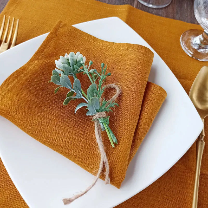 4PCS 40X40CM Pure Linen Napkins Cloths Soft Comfortable Fabric Reusable Kitchen Accessories for Wedding Birthday Parties