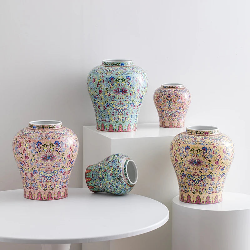Kitajski modro-beli porcelanski vintage keramični vazi okrasni predmet za cvetje dnevne sobe, lahka luksuz, vrhunski