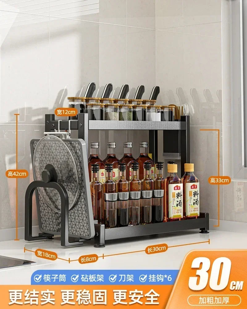 Knife Stand Door Organizer Spices Spice Racks Rack Jars Cutting Seasoning Drain Kitchen 2/3layers Condiments Storage Rack Board