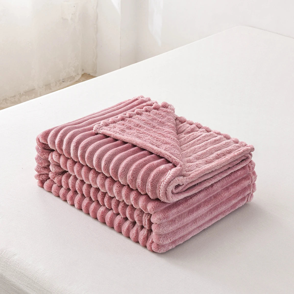 Coperta in flanella tinta unita da 1 pezzo, morbida e calda, per divano, divano, letto da ufficio, campeggio, viaggio, coperta regalo multiuso