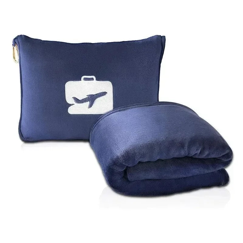 Coral Fleece Airplane Blankets Soft Warm Fluffy Multi Functional Portable Cuddle Cution Pillow 2 in 1 Travel Blankets