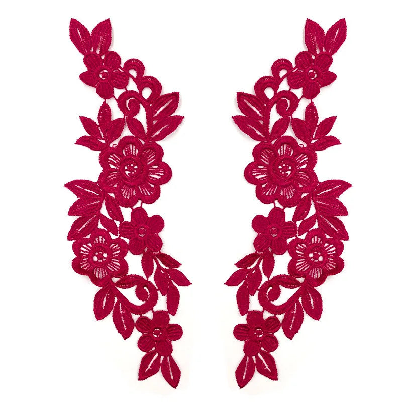 1 Pair Lace Fabric Applique Flower Wedding Fabric for Costume Dress Decor Patch Sewing Applique Crafts DIY Clothing Accessories
