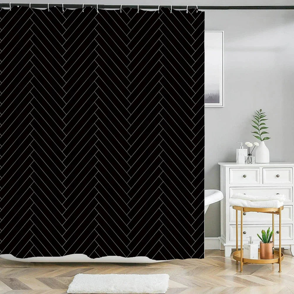 White Shower Curtains Solid Color Bathroom Curtain Polyester Fabric Washable Waterproof Partition Bath Curtain With Hooks