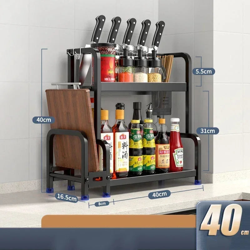 Knife Stand Door Organizer Spices Spice Racks Rack Jars Cutting Seasoning Drain Kitchen 2/3layers Condiments Storage Rack Board