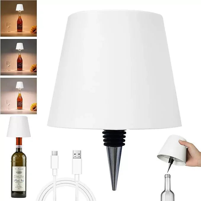 Lampe de table de bouteille sans fil, contrôle tactile, 3 couleurs et lampe de nuit à gradation continue pour bar extérieur, bouteilles de vin, décoration de bureau