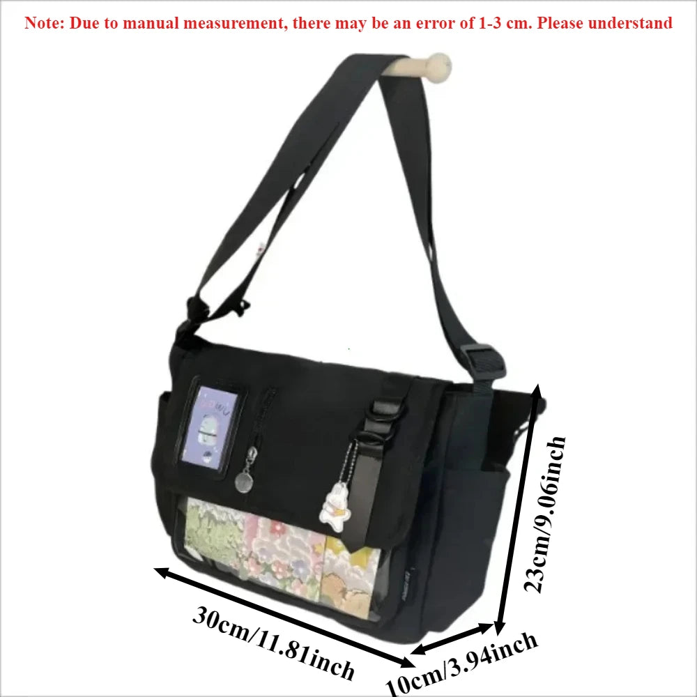 Y2K Japanese Harajuku School Bags for Teenage Girls New 2024 Transparent Itabag Crossbody Bag DIY Badges Display Plate Ita Bag