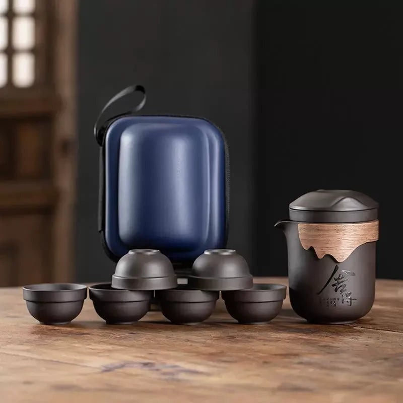 Travel Tea Set Chinese Purple Clay Sand Teaware Sets Outdoor Portable Tour Tea Cups kung fu Tea Infuser Pot Best Gift
