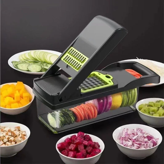 16pcs Multifunctional Vegetable Slicer Cutter Food Grade Shredder with Basket Fruit Mincer Onion Potato Chopper Carrot Grater