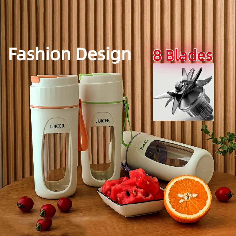 Spremiagrumi portatile Mini frullatore elettrico Multifunzione Creatore di succo Macchina Frullatori Estrattori Frullati Mixer 8 Lame 3000mAh