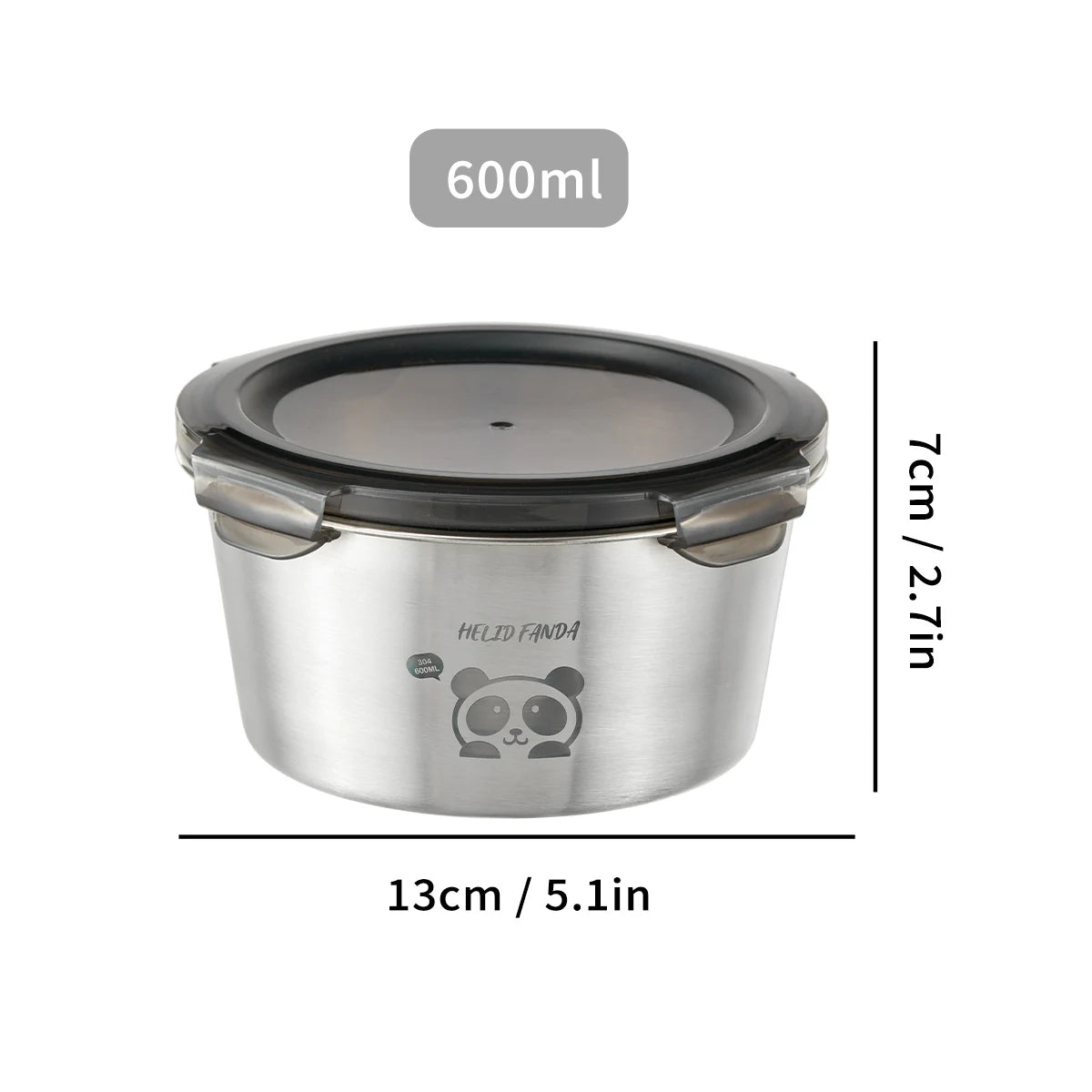 Refrigerator Sealed Preservation Box Large Capacity 304 Stainless Steel Food Container Round Food Storage Box Microwave Safe