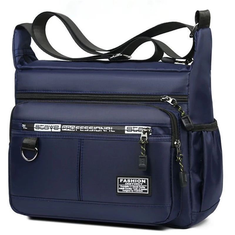 Men's Waterproof Crossbody Bag - Large Nylon/Oxford Shoulder Bag for Travel & Work (Casual Anti-Theft Sling Pack)
