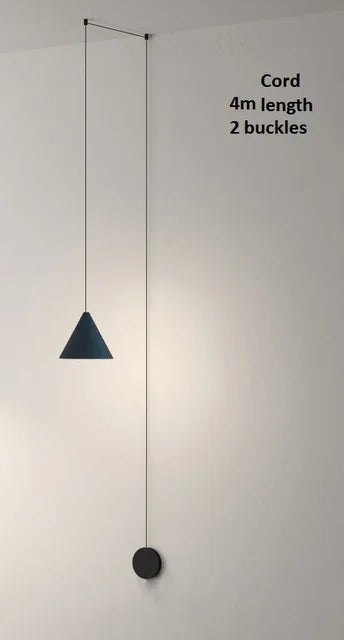 Modern Black Metal Long Wire Cone Shape Pendant Lamp Kitchen Island LED Vintage Hanging Lamp Bedside Suspension Lighting