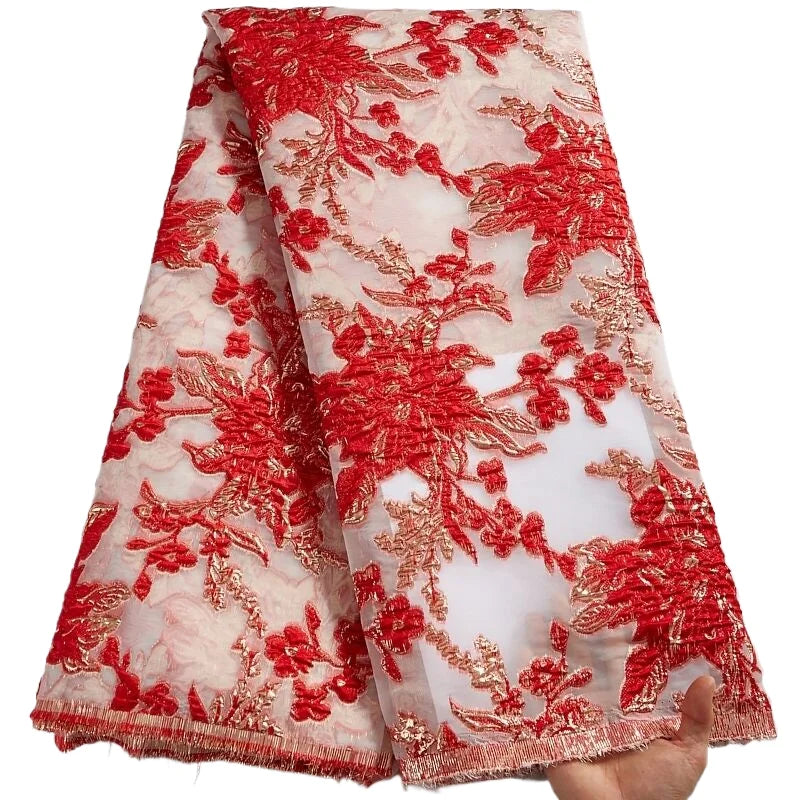 African Jacquard French Gilded Lace Nigerian Brocade Lace Fabric Evening Party Dresses High Quality For Women Sewing2.5yards2579