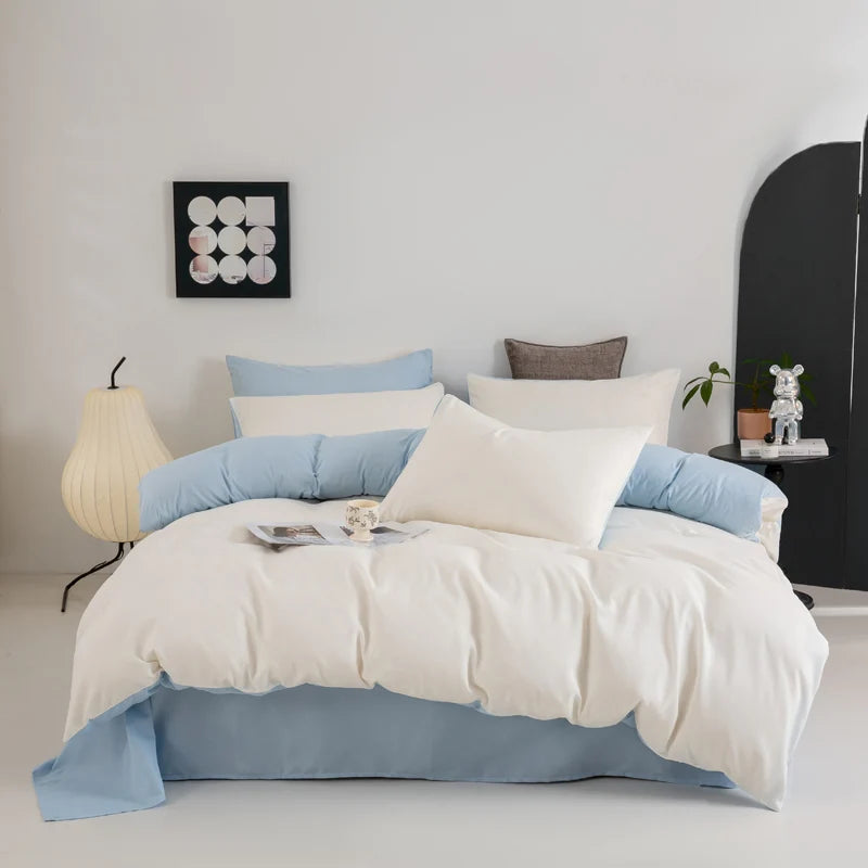Solid Color Quilt Cover New Milled Washed Cotton Single Bed Duvet Europe US Popular Skin-friendly 220x240 Double Use Bedding