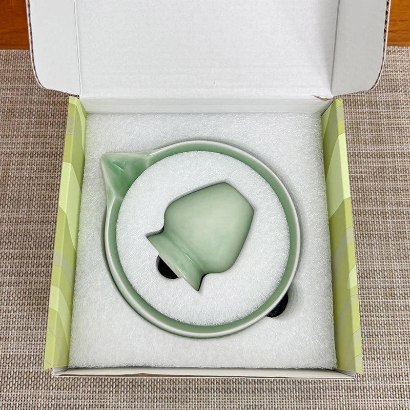 2 Pcs Matcha Set Matcha Whisk Set with Carved Ceramic Matcha Bowl & Carved Matcha Whisk Stand Japanese Tea Ceremony Gift Box