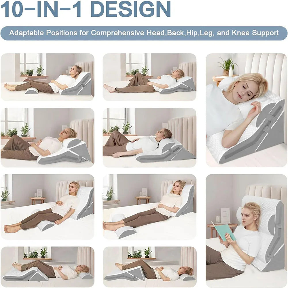 3 unids/set almohada de cuña para dormir almohada triangular plegable ajustable para ronquidos y después de la cirugía alivio del dolor de espalda reflujo ácido