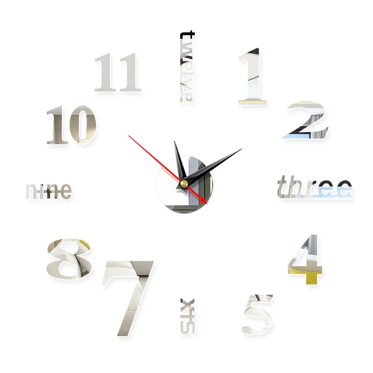 3D Wall Clocks DIY Number Acrylic Mirror Wall Stickers for Home Decor Living Room Digital Clock Art Decals Hanging Watch Sticker