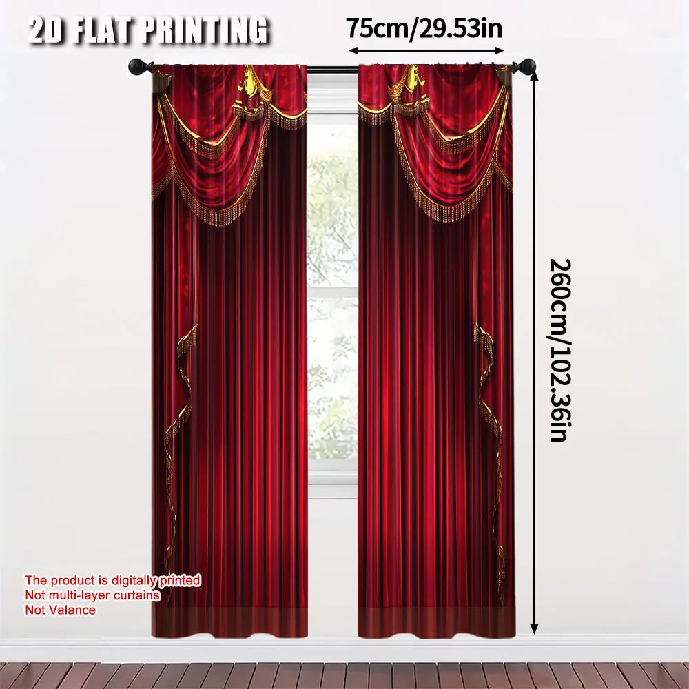 2Pcs Red Blackout Curtains For Privacy Machine Washable Perfect For Bedroom Living Room Decor Fashion Decorative Curtain