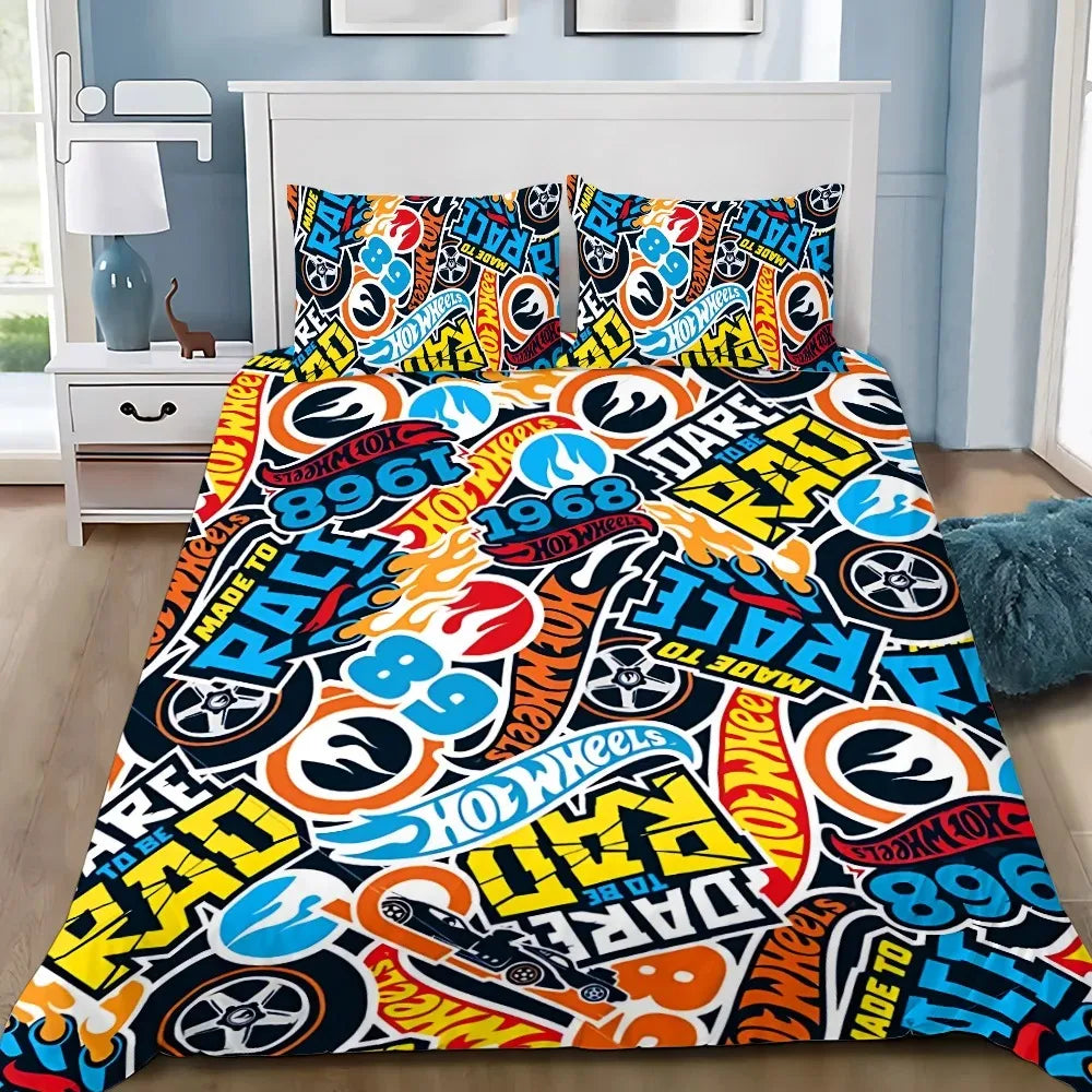 Cars Duvet Cover Wheels Pillowcase Bedding Set Adult Boy Girl Bedroom Decoration Children Gift Single Double Large Size