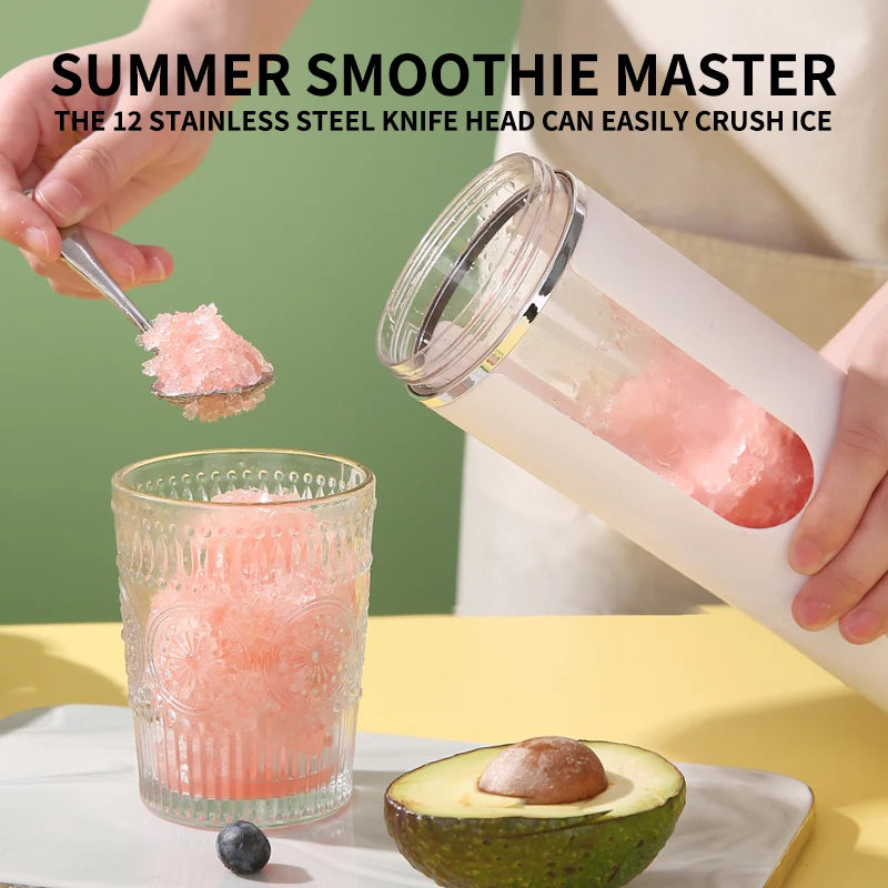 New portable wireless juicer with USB charging, small juice cup, household multifunctional crushed ice juicer, juicer cup.