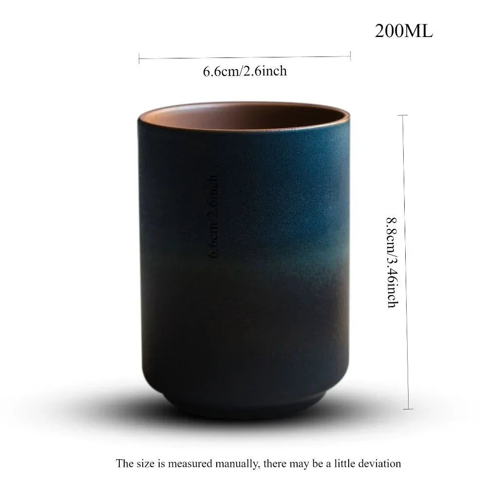 1pc Restaurant Kiln Coffee Cup 200ML Japanese Tea Cup High Temperature Resistant Ceramic Retro Style Gradient Mug Drinkware