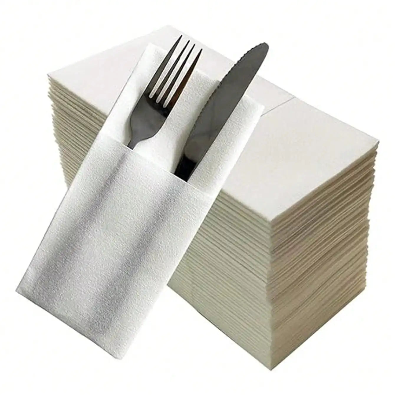 50pcs Dinner Napkins with Flatware Pocket - Prefolded Guest Towels, Paper Linen Feel for Weddings, Events, Kitchen & Daily Use