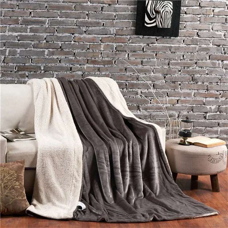 Coperta da tiro in lana Mantieni calde le coperte da letto invernali Copripiumino matrimoniale a doppia faccia Copriletto matrimoniale da campeggio Copriletto sul letto