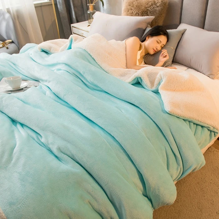 Coperta da tiro in lana Mantieni calde le coperte da letto invernali Copripiumino matrimoniale a doppia faccia Copriletto matrimoniale da campeggio Copriletto sul letto