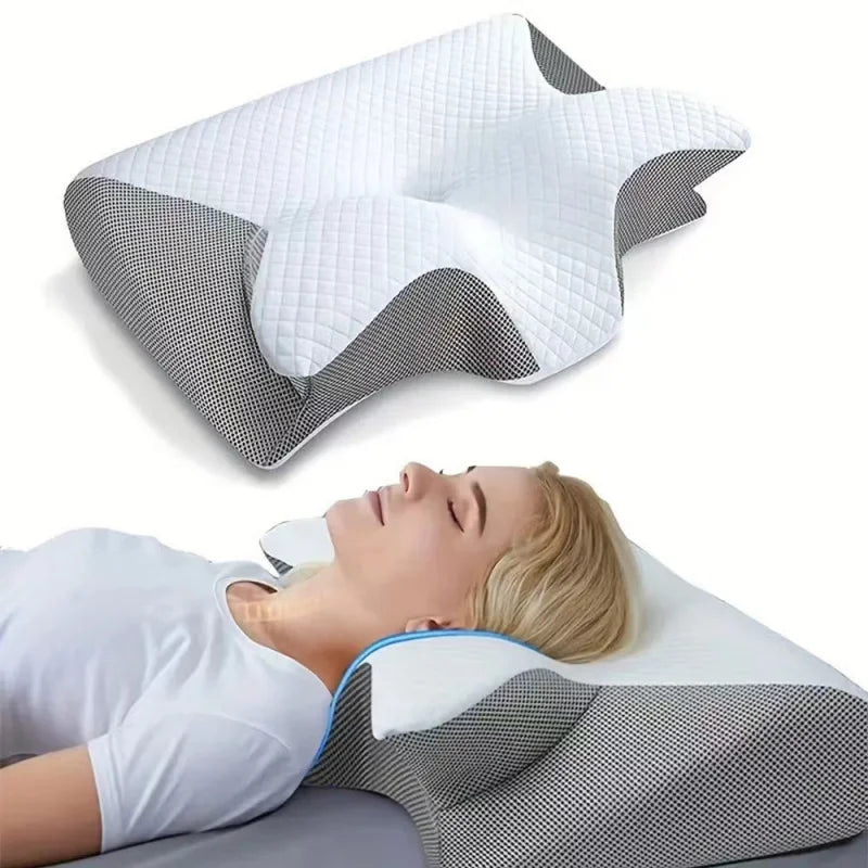 Butterfly Shape Slow Rebound Memory Foam Sleeping Pillow Comfortable Neck Support Cervical Orthopedic Massage Neck Pillow