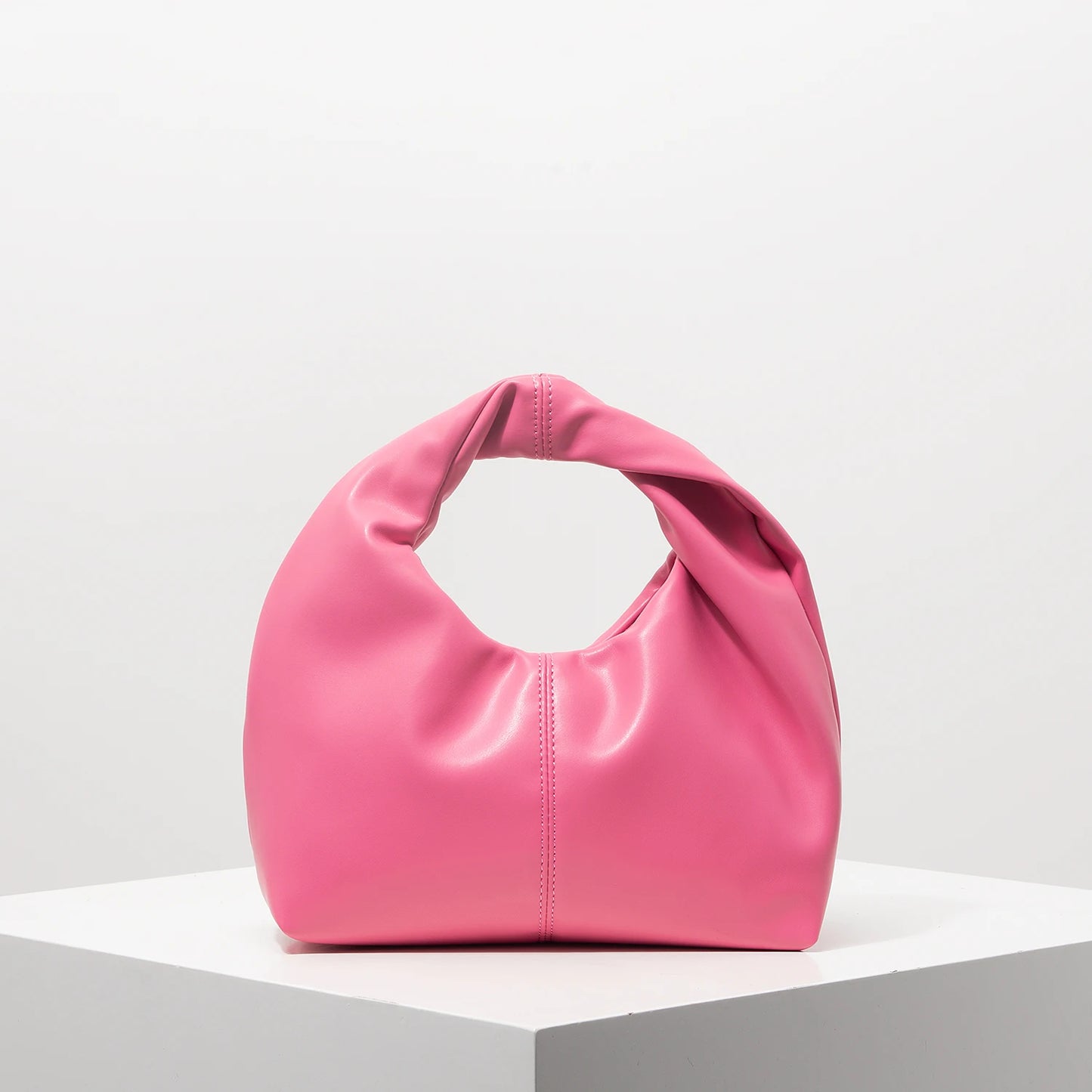 Stylish twist square bag, solid color top clutch bag, simple and versatile commut