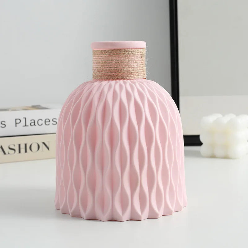 1PC Water Ripple Vase,Flower Pot Basket,Twine Plastic Vase,Small Fresh Flower Arrangement Vase,Scandinavian Home Decoration