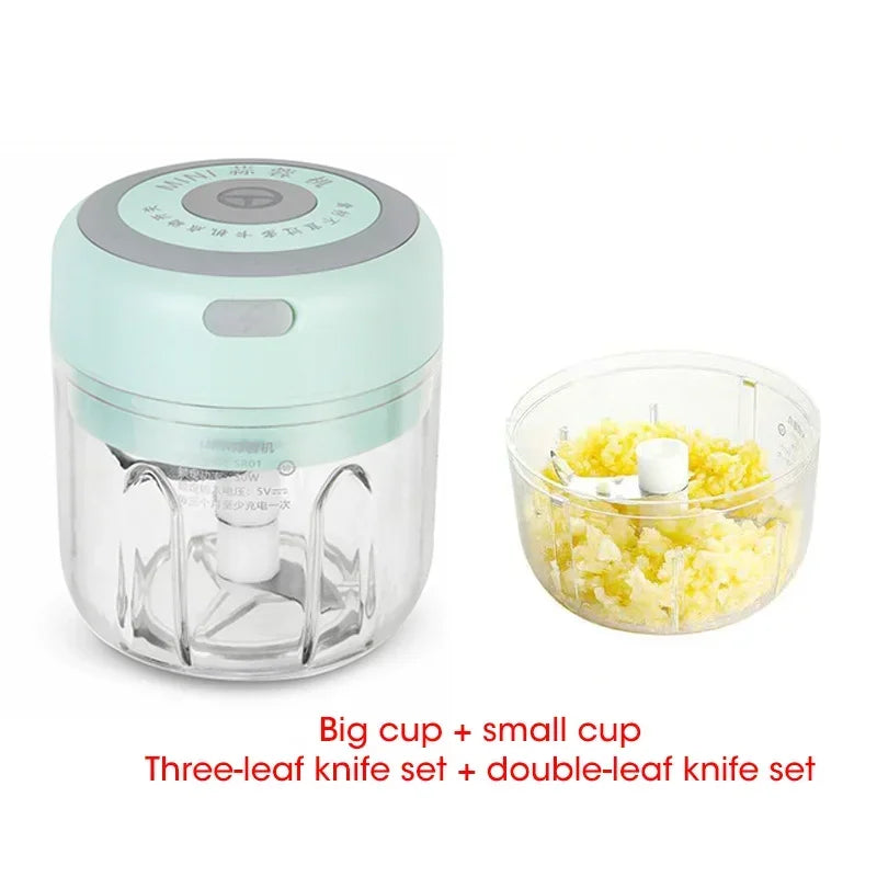 300ML Elektrische Knoflook Chopper USB Opladen Voedsel Groente Vlees Crusher Rvs Mini Chili Knoflookstamper Keuken Gadgets