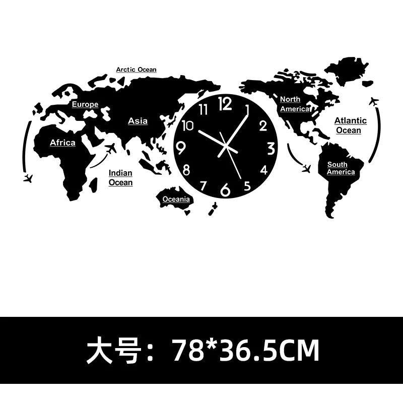 World map creative wall clock living room light luxury high sense 2024 new Internet celebrity simple modern acrylic clock