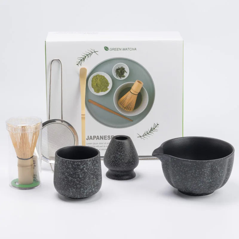 6 PCS Matcha Set Matcha Tea Kit Glaze Change with Master Cup 100-Prong Bamboo Whisk Tea Scoop Japanese Matcha Tea Accessories
