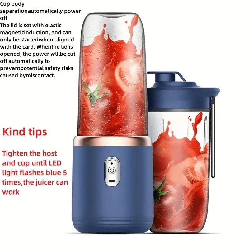 Mélangeur de jus de fruits Portable à 6 lames, Mini bouteille électrique personnelle d'été, presse-agrumes USB pour la maison, Machine à tasses pour la cuisine