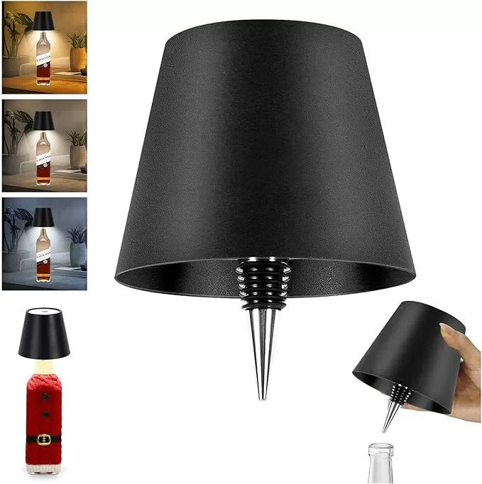 Lampe de table de bouteille sans fil, contrôle tactile, 3 couleurs et lampe de nuit à gradation continue pour bar extérieur, bouteilles de vin, décoration de bureau