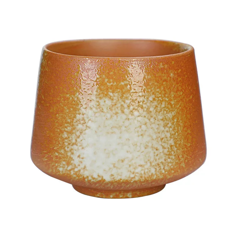 200ml Handmade Pottery Cup Retro Ceramic Coffee Cup with Flower Pattern