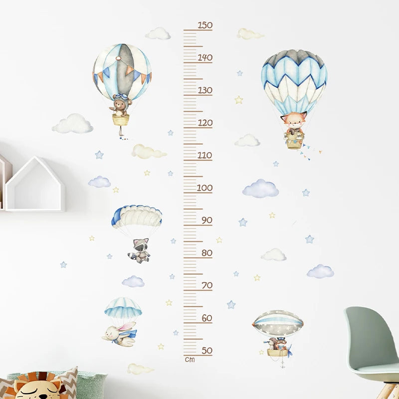 3PC Cartoon Animal Height Ruler Wall Stickers for Waterproof Removable PVC Kids Room Kindergarten Home Decoration