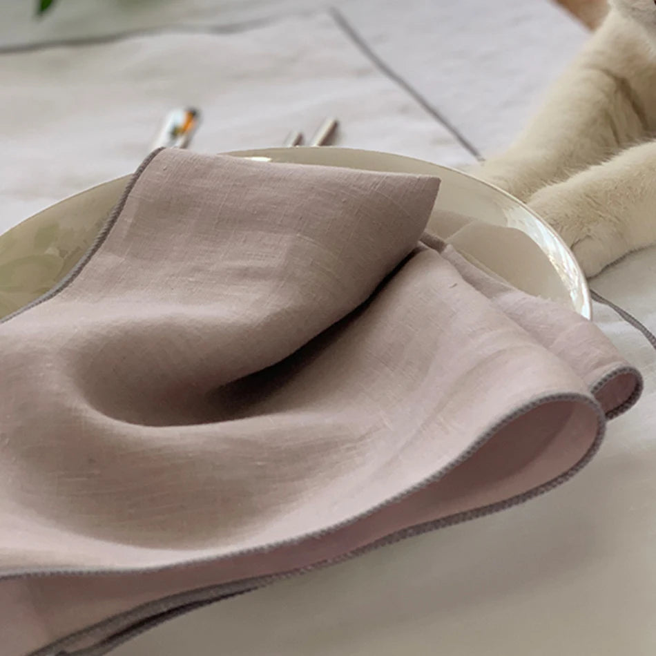 4PCS Pure Linen 100% Napkins Cloths Reusable 40x40cm Soft Comfortable Fabric Kitchen Accessories for Wedding Birthday Parties