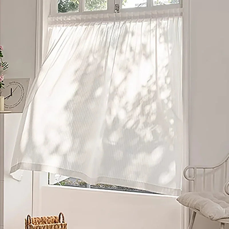 New Elegant Sheer Blinds with Hook-and-Loop Luxury No-Drill Vertical Sheer Panel Curtain Self-Adhesive Privacy Sheer Curtain