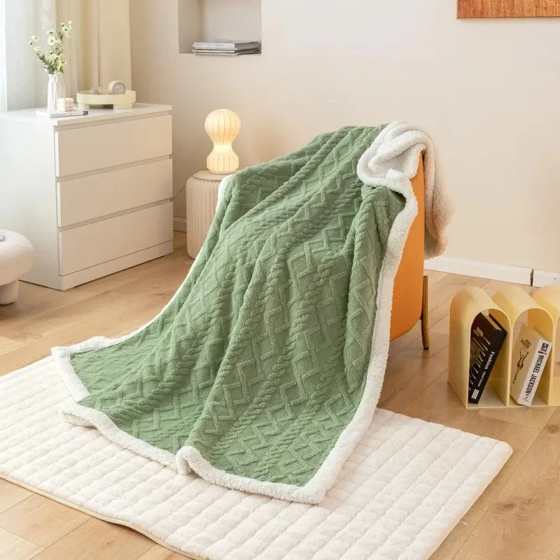 Una coperta arazzo Coperta Tafurong Coperta in lana d'agnello Coperta calda per il tempo libero Coperta per pisolino da ufficio