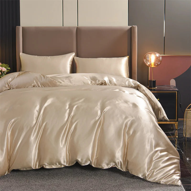 Seturi de lenjerie de pat de plapumă de 3pcs din satin set de lenjerie de pat regină seria neagră, bogată de mătase, mătase moale, moale de miere de luna de miere gratuită