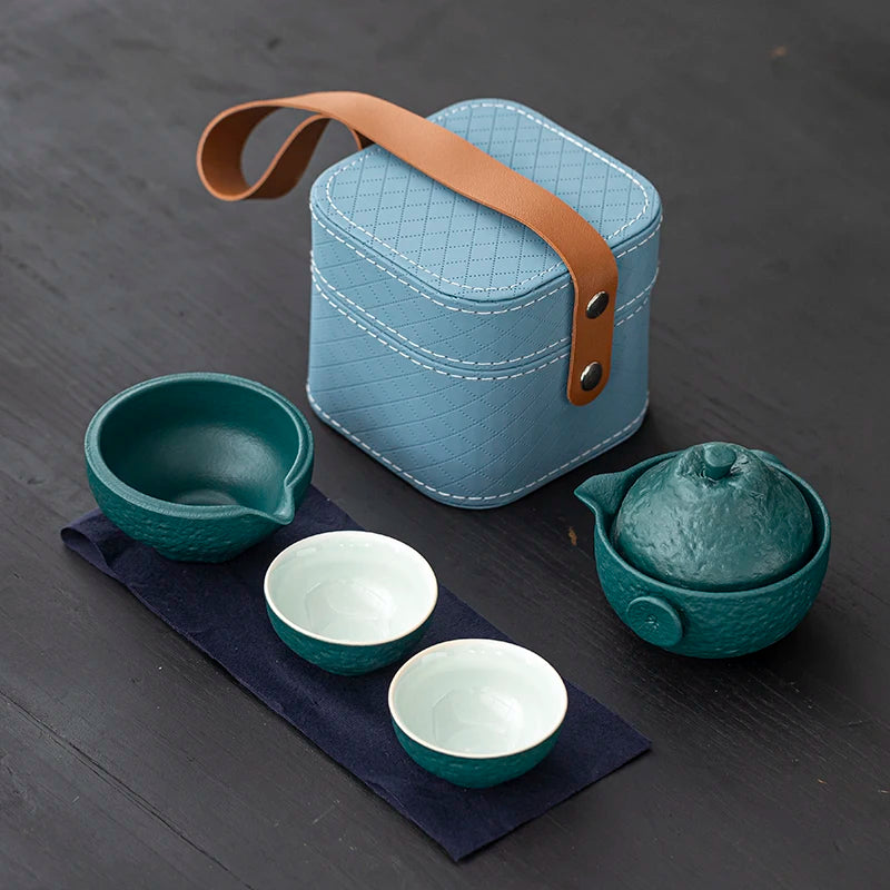 Orange Shaped Travel Tea Set Outdoor Portable Teaware Sets Storage Bag Tea Infuser Teapot Teacup Teas Brewing Utensils