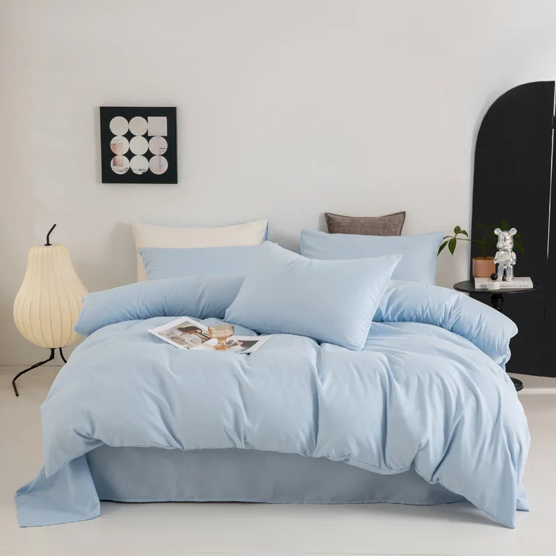 Solid Color Quilt Cover New Milled Washed Cotton Single Bed Duvet Europe US Popular Skin-friendly 220x240 Double Use Bedding
