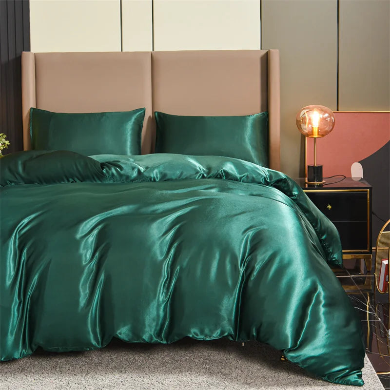 Seturi de lenjerie de pat de plapumă de 3pcs din satin set de lenjerie de pat regină seria neagră, bogată de mătase, mătase moale, moale de miere de luna de miere gratuită