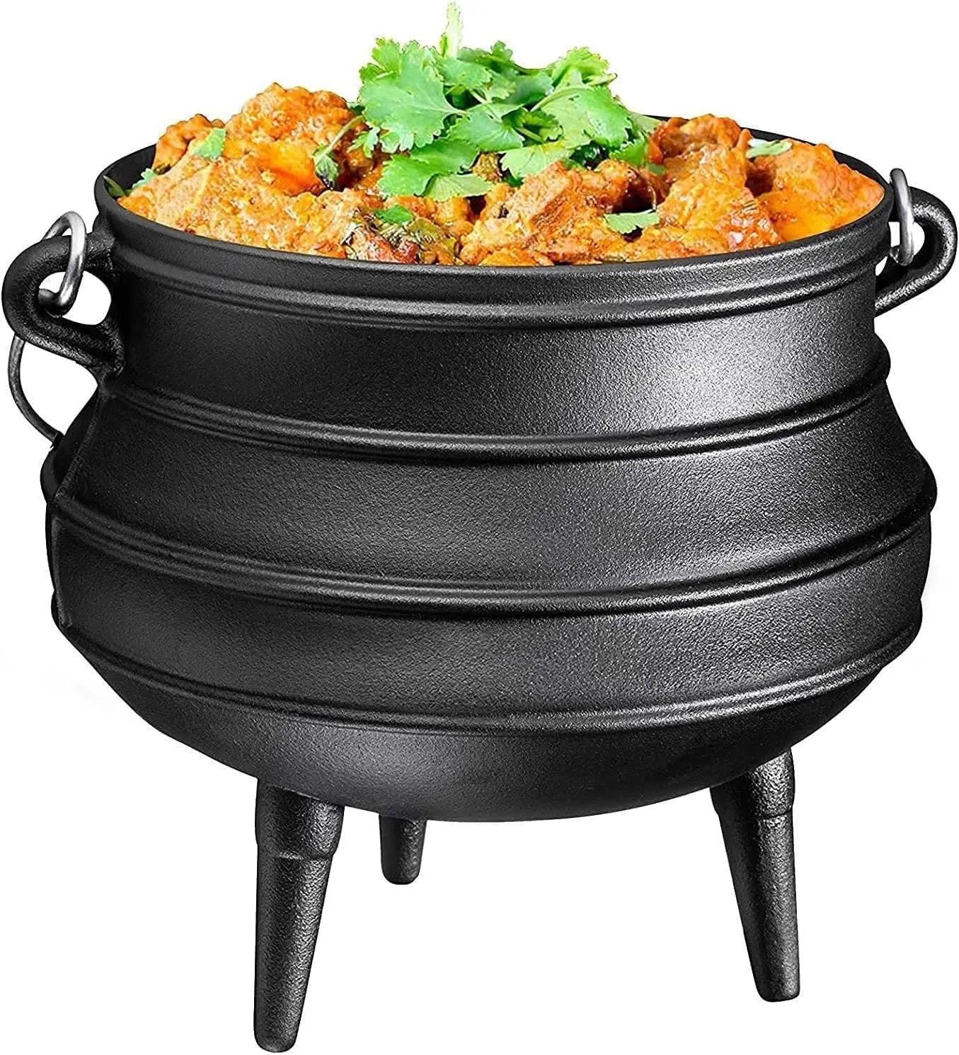 12 Quart Cast Iron Dutch Oven Cauldron Pot - Camping Cookware with Lid - Pre-Seasoned Heavy-Duty Potjie for Stews, Soups, Braisi