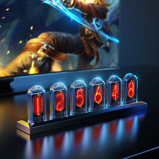 RGB nixie Tube Clock LED Glows ips barvni zaslon DIY analogna digitalna cev Night Lights Gaming Desktop Home Decoration Idea