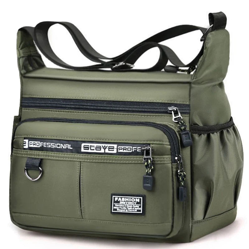 Men's Waterproof Crossbody Bag - Large Nylon/Oxford Shoulder Bag for Travel & Work (Casual Anti-Theft Sling Pack)