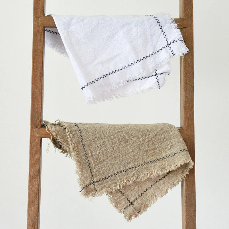 50*33cm Retro Linen Cloth Napkin with Furred Edge Food Photography Background Props Old Scenes Shooting Decor Mat Kitchen Napkin