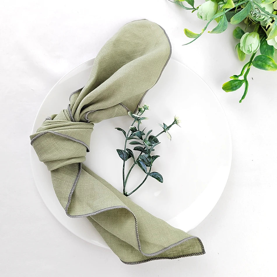 Set Of 4 Pure Linen Napkins Cloths Reusable 40x40cm Soft Comfortable Fabric Kitchen Accessories for Wedding Birthday Parties
